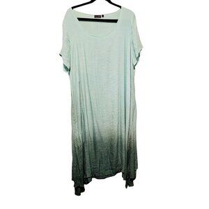 Te Amo Skiss Aqua Ombre Short Sleeve Dress 2XL Lightweight & Flowy Cruise wear